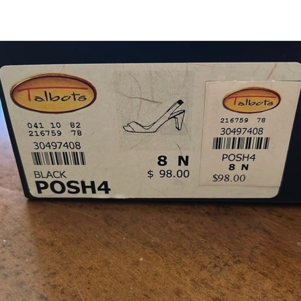 Talbots Women's Black Patent Leather Heels Square Open Toe Slingback 8 Narrow - Picture 3 of 16